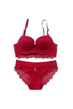 LEIGE Sexy dames lingerie en dentelle brodée Color : Red, Size : 75D 