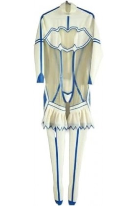 Latex Caoutchouc Femmes Blanc Body Sexy Fermeture Éclair Ensemble À Volants Catsuit 0.4mm,Couleur Personnalisée,M