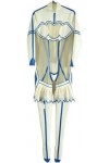 Latex Caoutchouc Femmes Blanc Body Sexy Fermeture Éclair Ensemble À Volants Catsuit 0.4mm,Couleur Personnalisée,M