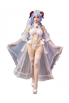 MEOWCOS Ensemble lingerie sexy pour femme avec haut et culotte avec voile et bas de cuisse