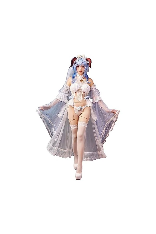 MEOWCOS Ensemble lingerie sexy pour femme avec haut et culotte avec voile et bas de cuisse