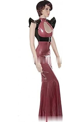 Latex Shabille Devant Ouvert Avec Flare Kick Robe En Caoutchouc Bodycon Playsuit,Bleu Perle Et Noir,XX-Grand