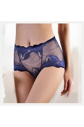 DSHGDJF 2 pièces Sexy Femmes sous-vêtements Coton mi-Taille Dentelle Slips Dames translucide caleçon Flexible Maille Lingerie