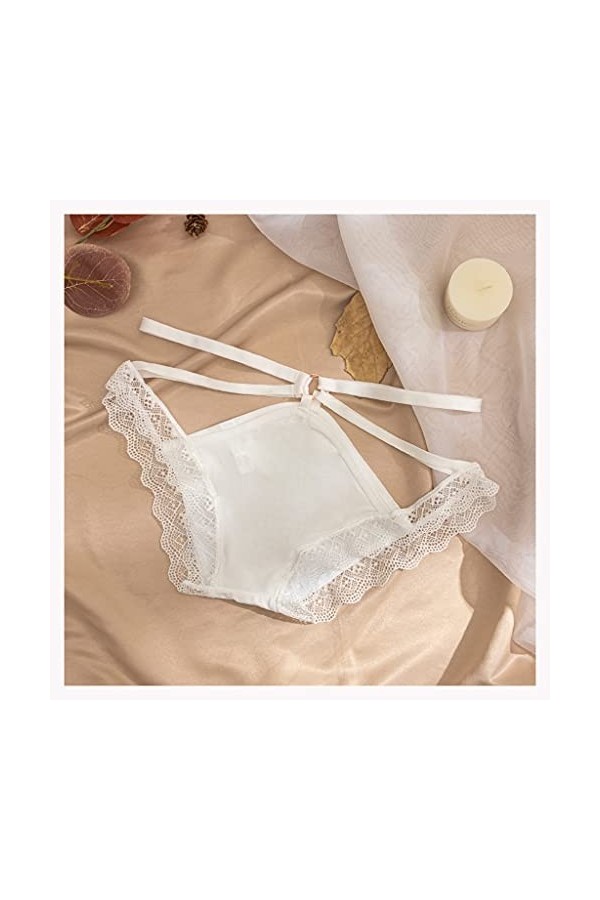 DSHGDJF sous-vêtement Sexy for Femme Taille Moyenne en Dentelle Fine en Dentelle Slip Extensible Respirant Creux, Taille Col