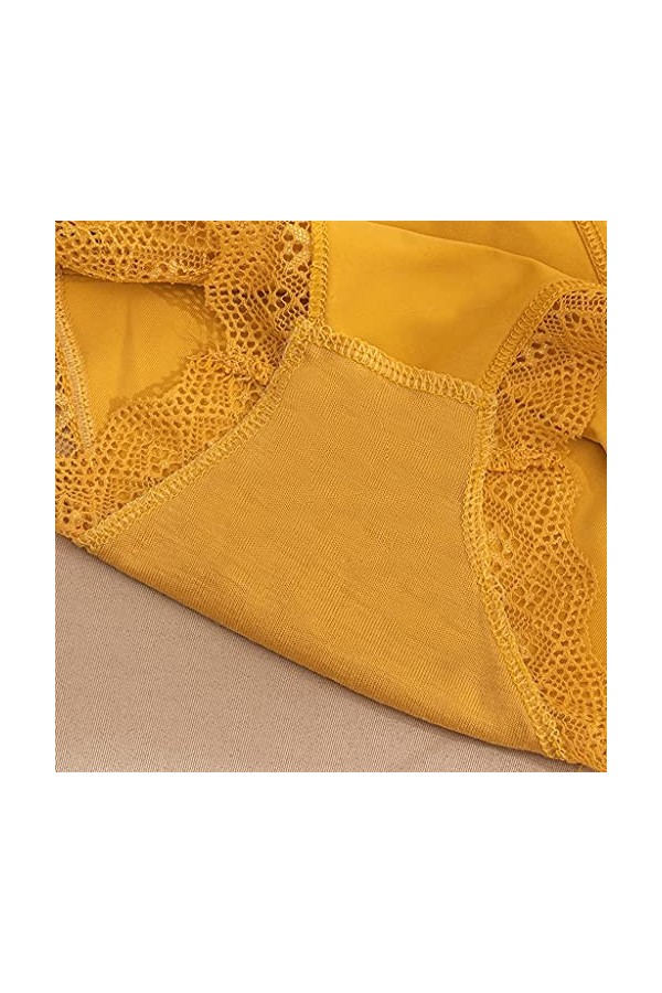 DSHGDJF sous-vêtement Sexy for Femme Taille Moyenne en Dentelle Fine en Dentelle Slip Extensible Respirant Creux, Taille Col