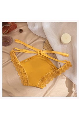 DSHGDJF sous-vêtement Sexy for Femme Taille Moyenne en Dentelle Fine en Dentelle Slip Extensible Respirant Creux, Taille Col