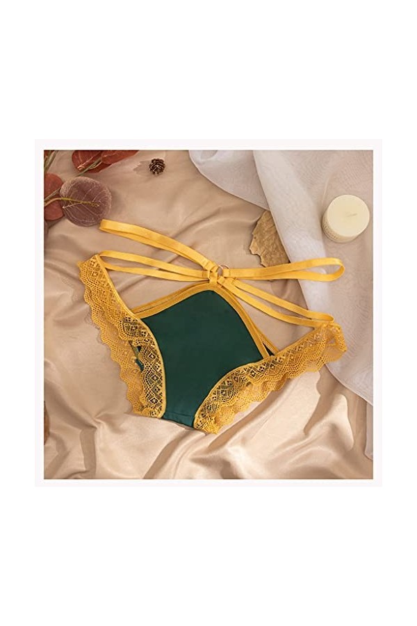 DSHGDJF sous-vêtement Sexy for Femme Taille Moyenne en Dentelle Fine en Dentelle Slip Extensible Respirant Creux, Taille Col