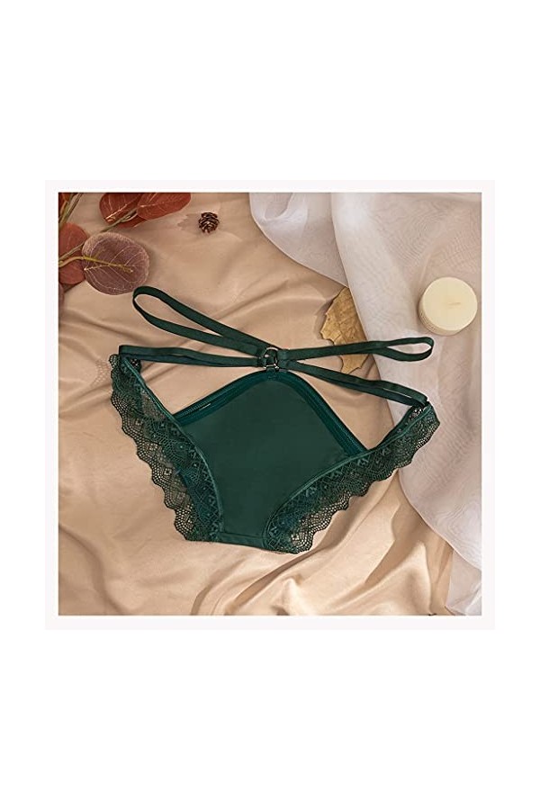 DSHGDJF sous-vêtement Sexy for Femme Taille Moyenne en Dentelle Fine en Dentelle Slip Extensible Respirant Creux, Taille Col