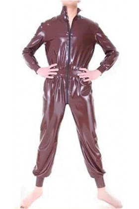 Catsuit En Latex Sexy Marron Avec Manchette Zippée Sur Le Devant, Body En Caoutchouc Étroit, Dans Lensemble, Costume De Corp