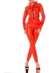 Catsuit En Latex Sexy Rouge Avec Quatre Fermetures Éclair, Combinaison En Caoutchouc, Costume De Corps, Dans Lensemble,Doré 