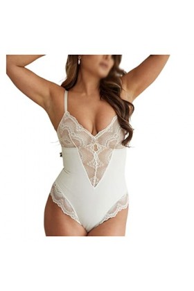 TKFDC Sexy col en V Dentelle Taille façonnant Les sous-vêtements de Mise en Forme du Corps des Femmes Respirant Halter Une pi