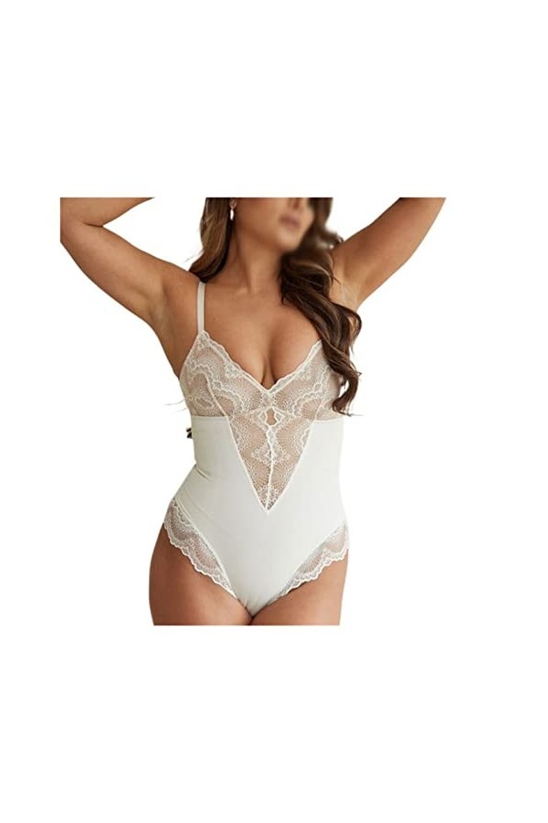 TKFDC Sexy col en V Dentelle Taille façonnant Les sous-vêtements de Mise en Forme du Corps des Femmes Respirant Halter Une pi