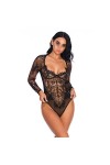 TKFDC Sexy Creux col en V à Manches Longues en Dentelle façonnant la Taille des sous-vêtements féminins Respirant Corset Une 