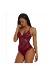 TKFDC Sexy Creux Licou Cils Dentelle Combinaison Pyjama Femme Dentelle Lingerie Sexy Chemise de Nuit Babydoll vêtements de Nu