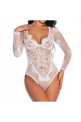 TKFDC Sexy Creux col en v à Manches Longues en Dentelle façonnant la Taille des Femmes sous-vêtements Respirant Licou Corset 