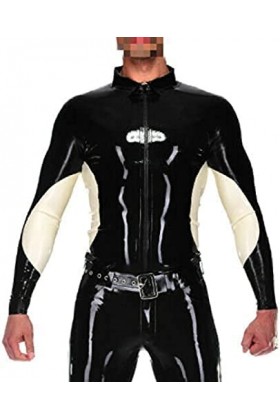 Latex&nbsp;Kleid Trims Rüschen Gummi Uniform Outfit Kleid,Trans Violet W Blanc,S