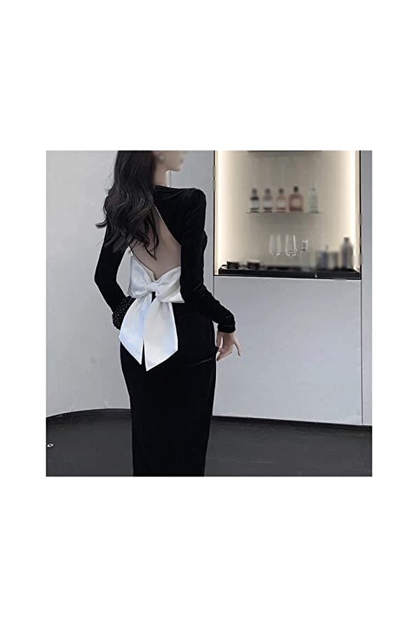 WSSBK Robe Sexy Sexy Fin Slim Bull Sans Dress Dress Square Square-Square Color : Black, Size : Medium code 