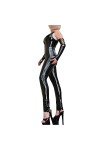 MCWJ Combinaison en latex avec fermeture éclair sur le devant sous lentrejambe pour adulte Grande taille, Noir , M