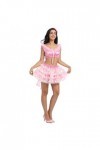 JOLINE Sissy Robe dos nu 2 pièces avec nœud pour femme, rose, Taille XL