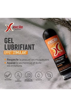 Excite Lubrifiant intime et gel de massage effet chaleur 2 en 1 avec Guarana. Vegan et Testé Dermatologiquement, 200 ml