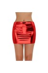 Kaerm Jupe Courte Sexy Femme Cuir Latex Brillant Mini Jupe Moulante Taille Basse Soirée Club Bar Clubwear Noir Taille Unique