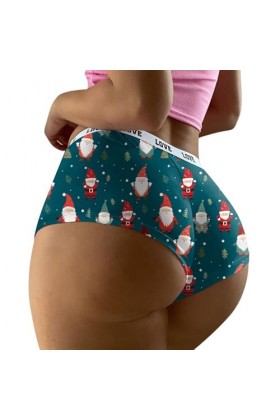 Mymyguoe Culottes pour femme confortables et respirantes en dentelle Hipster Lingerie Renne Imprimé Femmes Slip Vêtements de 