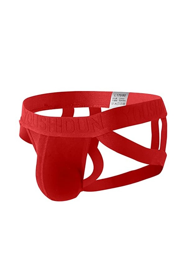 Mymyguoe Jockstrap String Hommes Slip Sous-vêtements de Sport Jocks Sous-vêtements Sport Pants Culotte Confortable Thongs Tan