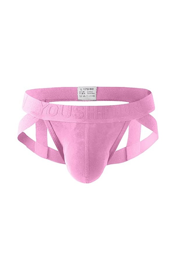 Mymyguoe Jockstrap String Hommes Slip Sous-vêtements de Sport Jocks Sous-vêtements Sport Pants Culotte Confortable Thongs Tan