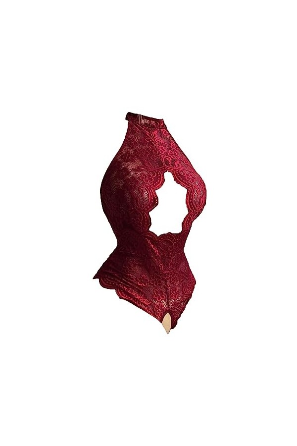 ZDJSWJ sous-vêtements unibody pour Femmes Combinaison Haut sans Manches col V Profond Dentelle Plus Taille poupée sous-vêteme