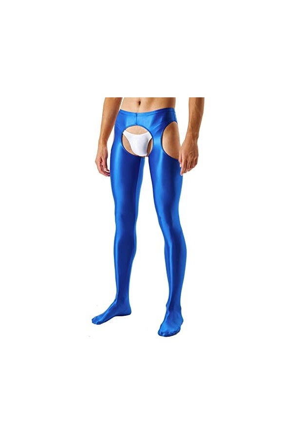 Caxndycing Legging en latex pour homme - En cuir verni - Avec fermeture éclair - Aspect latex laqué - Cuir synthétique brilla
