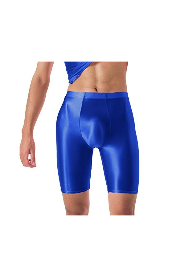 Caxndycing Legging en latex pour homme - En cuir verni - Avec fermeture éclair - Aspect latex laqué - Cuir synthétique brilla