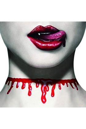 Dosige Collier Déguisement Collier Rouge Sanglant de Simulation Faux Sang Choker Collar pour Halloween