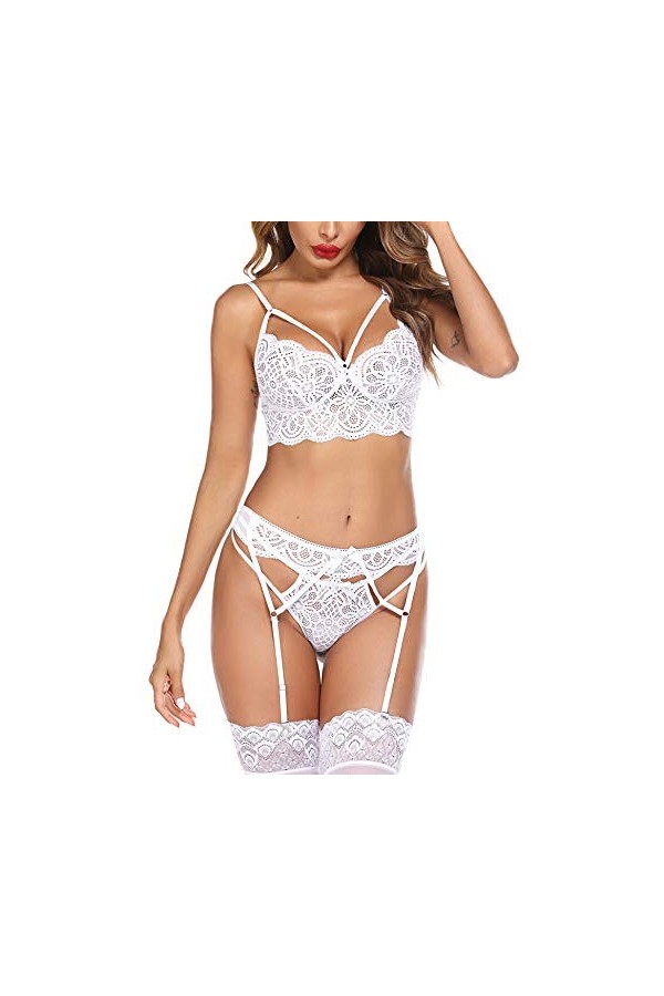 Lucyme Babydoll Lingerie Femme Ensemble Nuit Lingerie Femme Sexy G String Sexy Erotique Lingerie Sexy Vert L