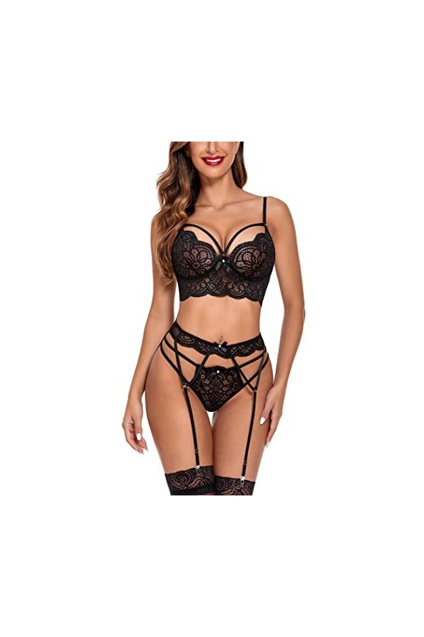 Lucyme Babydoll Lingerie Femme Ensemble Nuit Lingerie Femme Sexy G String Sexy Erotique Lingerie Sexy Vert L