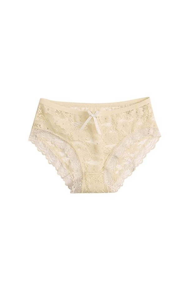 SUPTTING Culotte en Dentelle Sexy pour Femme, Pantalon en Maille Creuse, Nœud à Taille Basse