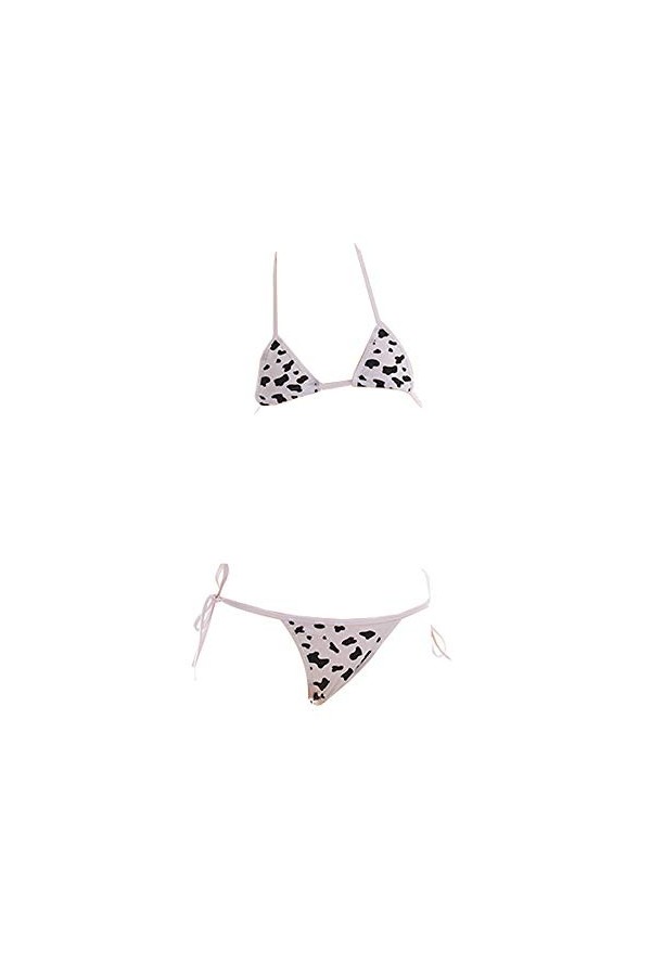 SINMIUANIME Ensemble soutien-gorge et culotte pour femme - Vache sexy - Bikini Anime Cosplay, 7011 noir et blanc, taille uniq