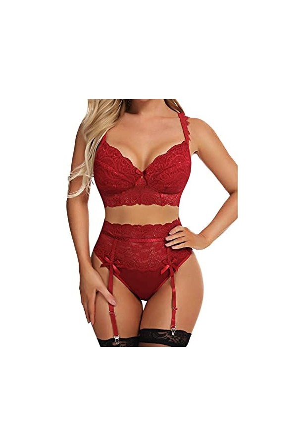 Body Sexy Femme érotique Lingerie Femme Dentelle Lingerie Sexy Hot Chaude Culotte avec JarretièRes Collant Sexy Tenue Sexy Fe