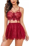 HOTSO Sexy Femme Ensemble Lingerie Jarretière avec Porte Jarretelles Dentelle Soutien-Gorge et Culotte Ensemble, sous-Vêtemen