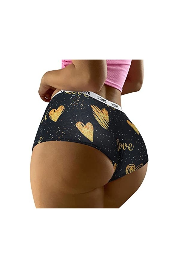 Mymyguoe Lingerie pour femme - Culotte hipsters - String - Sous-vêtements de Noël - Couple - Look partenaire - Culotte bonhom