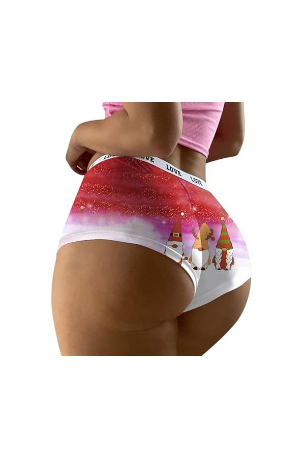 Mymyguoe Lingerie pour femme - Culotte hipsters - String - Sous-vêtements de Noël - Couple - Look partenaire - Culotte bonhom