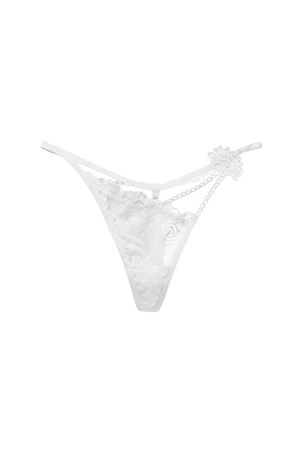SUPTTING Culotte Thong Sexy en Forme de V pour Femme, Dentelle Creuse Transparente, Culotte Mince