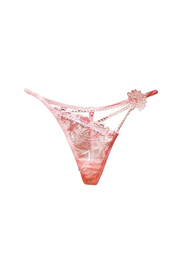 SUPTTING Culotte Thong Sexy en Forme de V pour Femme, Dentelle Creuse Transparente, Culotte Mince