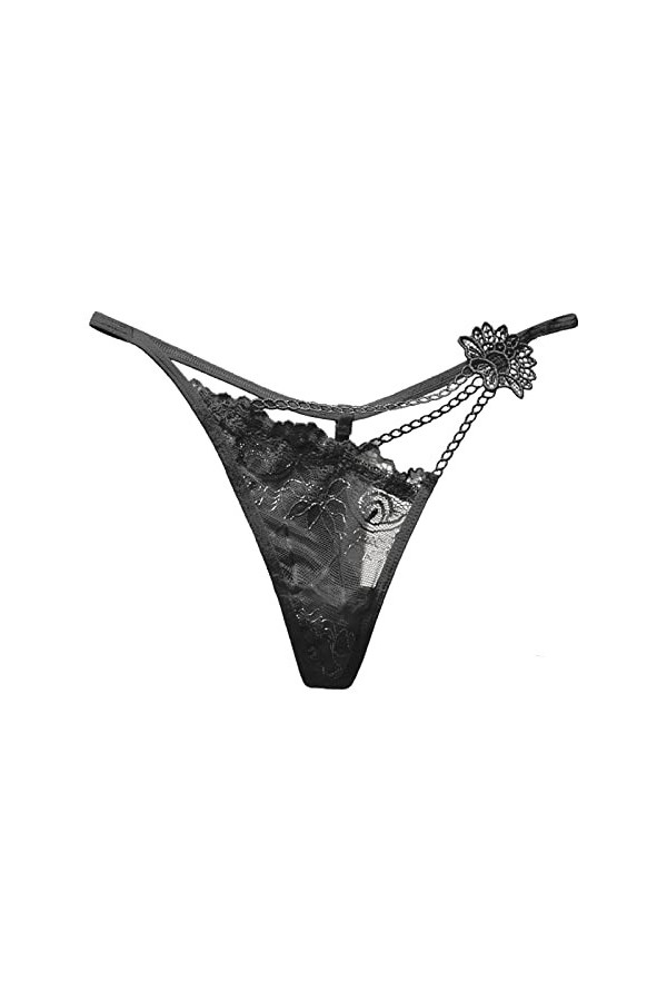 SUPTTING Culotte Thong Sexy en Forme de V pour Femme, Dentelle Creuse Transparente, Culotte Mince