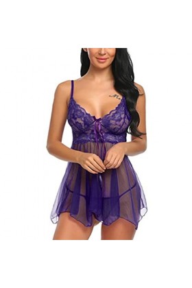 Lingerie Ensemble Transparent Sexy Femme Coquine Hot Lingerie Femme Sexy Ensemble Dentelle Nuisette Jumpsuit Femme Ensemble L