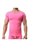 Tanga Sous-vêtements érotiques sexy pour homme en soie glacée T-shirt à manches courtes ultra fin et transparent Mode dété S