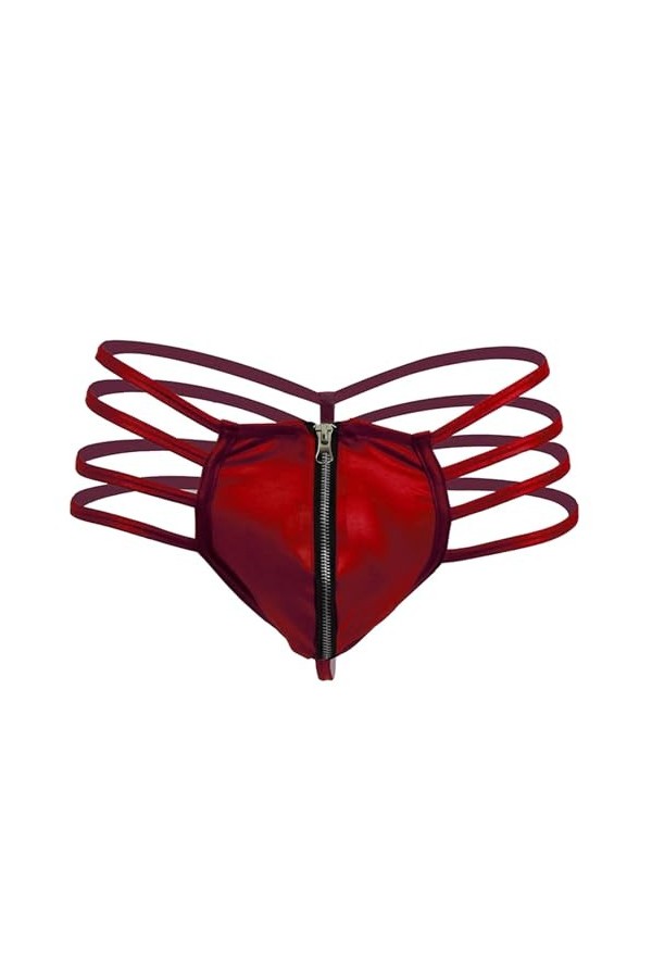 Mymyguoe String Jockstrap pour homme - Avec fermeture éclair - Avec fermeture éclair, rouge, XL