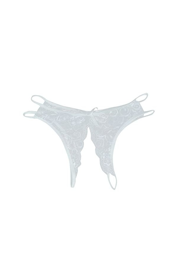 SUPTTING Femme Culottes Ouvert Entrejambe Sexy Dentelle String Bikini sans Couture Demi-Couverture Arrière