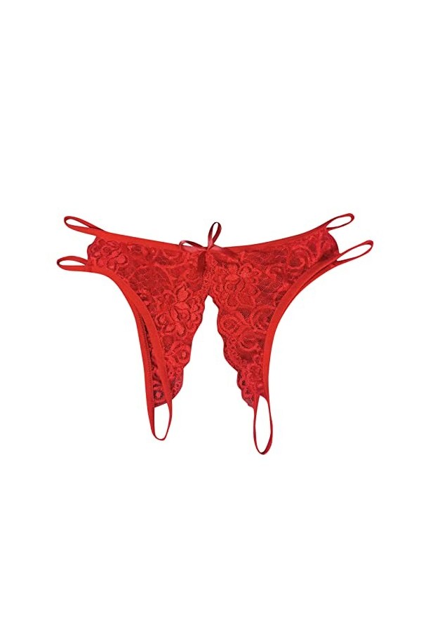 SUPTTING Femme Culottes Ouvert Entrejambe Sexy Dentelle String Bikini sans Couture Demi-Couverture Arrière