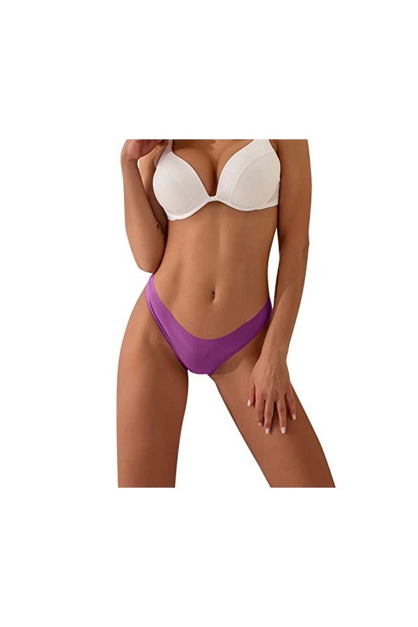 Ncenglings Soutien-Gorge Ado sous-vêtements Culottes Bikini Solid Womens Briefs Body Manches Longues Sexy Purple, XL 