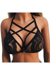 Junhasgood Femmes Corps Harnais Pentagramme Femmes Strappy Sexy Cage Soutien-Gorge Bra Bandage Halter Out Appliques Elastic H